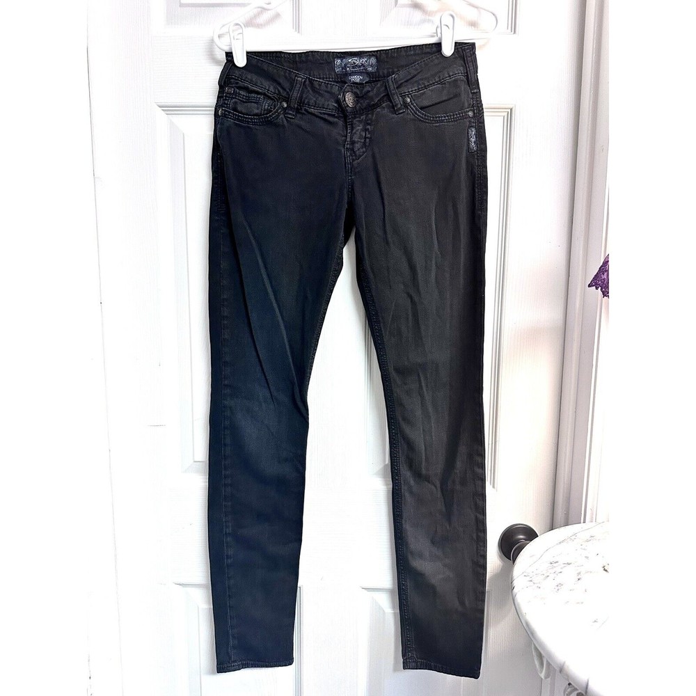 Silver Jeans Camden Rose Skinny Stretch Low-Rise Black Denim Jeans Size 27/31